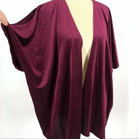 Madden NYC Maroon Open Front Cardigan One Size - Picture 7 of 7